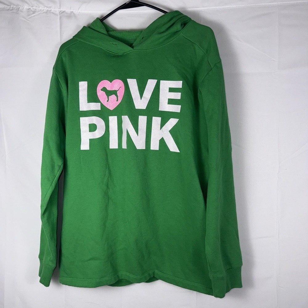 Victorias Secret Pink Original Hoodie pullover  W/Big Logo medium Green